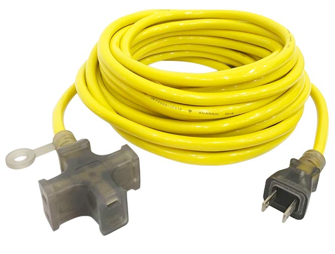 15A 125V 3 Outlet Extension Cord Yellow