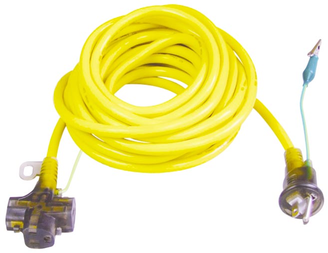 3 Conductor 3 Outlet Japan Extension Cord Yellow