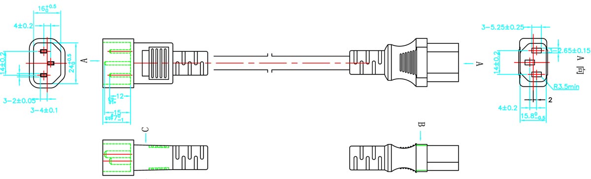 IEC 60320 C14 to IEC C13 Europe