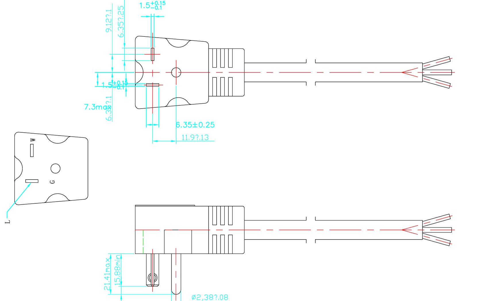 5-20P Angle Plug 20A 125V Power Cord