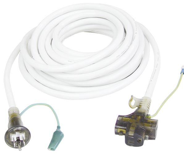 3 Conductor 3 Outlet Japan Extension Cord White JL-55-JL-55B