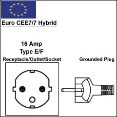 Euro CEE7/7 Hybrid power cord plug