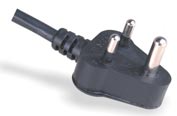 India Power Cord with Insulation Plug Pin 6A SABS 164-1