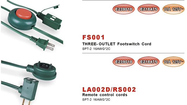 Three-Outlet Footswich Cord/Remote Contral Cord
