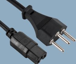 Switzerland-CH-type-12-SEV-1011-Plug-to-IEC-60320-C15-Receptacle-Power-Cord